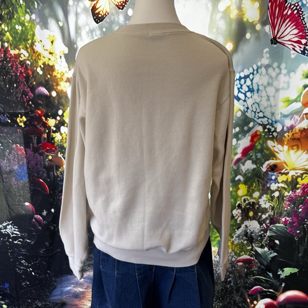 brandy melville John Galt Womens Small Lanikai Hawaii crew neck sweatshirt Cream - Picture 2 of 3